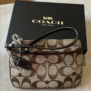 Coach Brown and Cream Wristlet